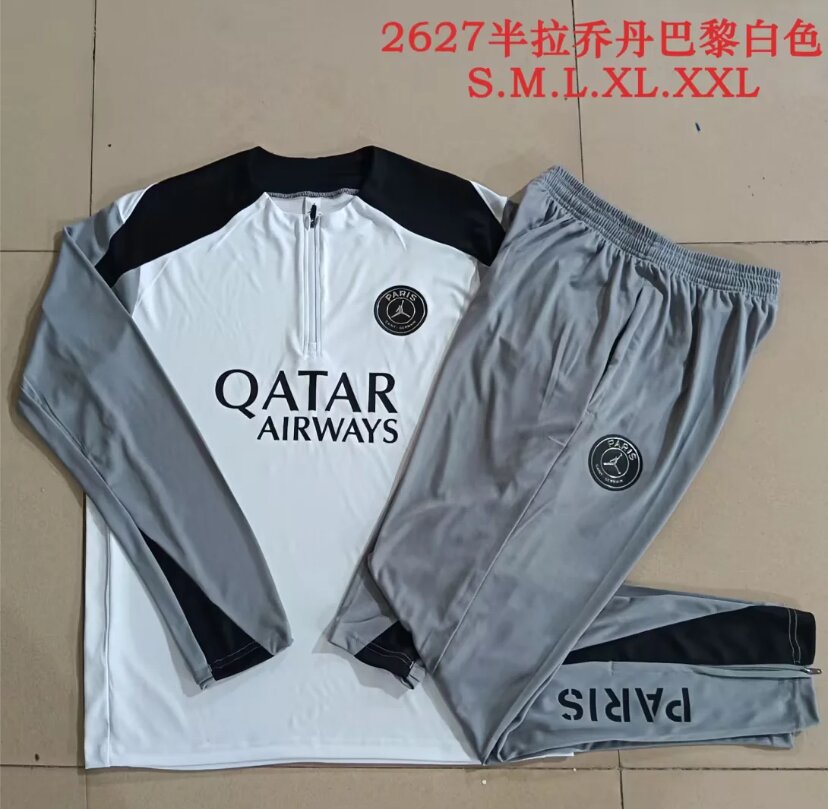 AAA Quality Paris St Germain 26/27 Tracksuit - White/Grey/Black